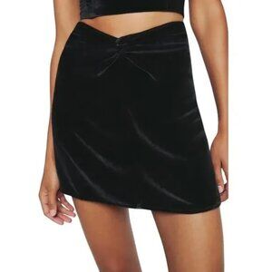 Reformation Harri Black Velvet Mini Skirt